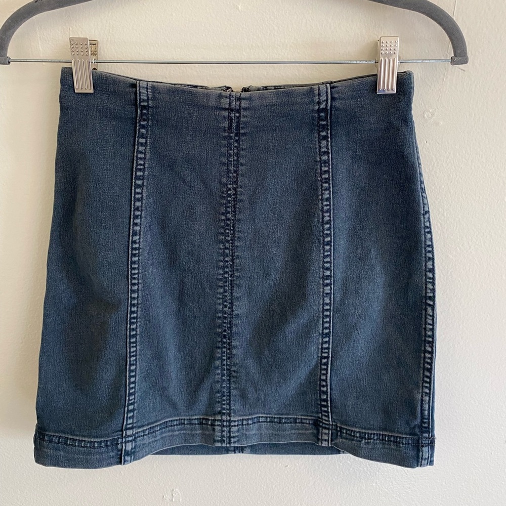 Free People “Modern Femme denim mini” skirt, size 2 with zipper back